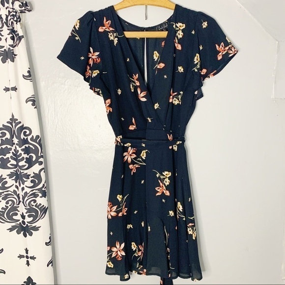 Francescas Black Floral Wrap Dress - Picture 1 of 3